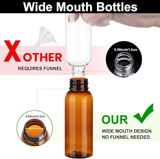 6 Pack 3.4oz Travel Bottles for Toiletries Leak Proof Travel Size Toiletries Wide Mouth Containers TSA Approved Squeeze Bottles with Flip Cap for Shampoo Conditioner Body Wash Lotion(Brown)