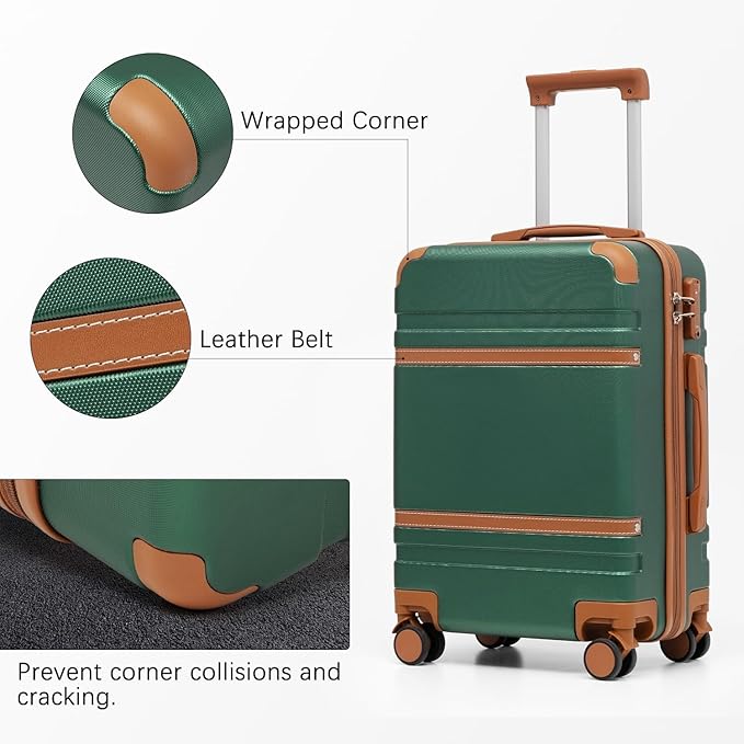 LONG VACATION Luggage Set 6 Piece Suitcase with Spinner Wheels, ABS+PC Hardshell Luggage with TSA Lock & YKK Zipper