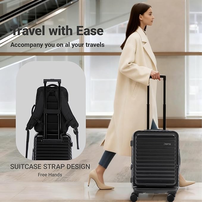 3 piece Luggage Set Expandable Suitcase 22x14x9 Airline Approved Carry on, Front Opening ABS Hard Case Suitcases with Spinner Wheels, TSA Lock