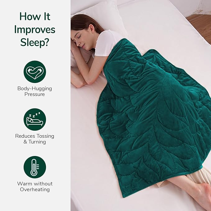 Kaisa Weighted Lap Blanket 7 lbs 41" x 53", Cozy Luxury Crystal Velvet Small Weighted Blanket for Adults, Portable Travel Weighted Blanket for Relaxation, All-Season Blanket, Machine Washable, Green