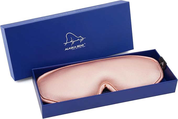 ALASKA BEAR Upgraded Silk Eye Mask with Deep Contour Molded Cups for Beauty Sleep & Lashes Extensions, Zero Pressure Sleeping Eye Cover with Silk-Cover Adjustable Strap