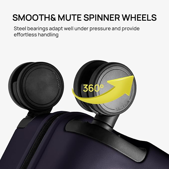 NINETYGO Medium Checked Luggage 25 Inch, Flat Top Opening Check In Luggage with Cup Holder, Expandable, Lightweight PC Hard Shell, TSA Lock, 360° Spinner Wheels (Blackcurrant Oolong)