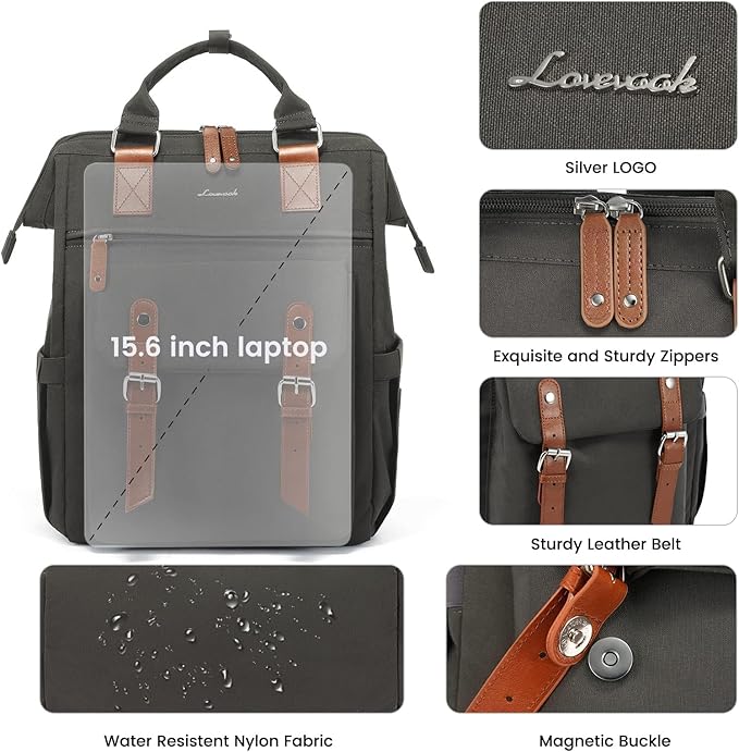 LOVEVOOK Laptop Backpack for Women, Teacher Nurse Bag Work Travel Computer Backpacks Purse