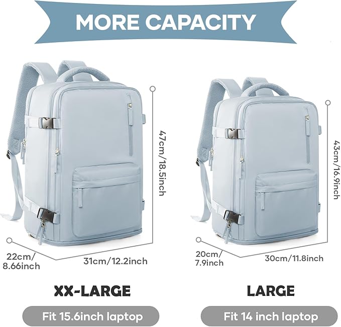 WONHOX Large Travel Backpack Carry on Flight Approved Laptop Work Business Backpack for Women Men Mochila de Viaje