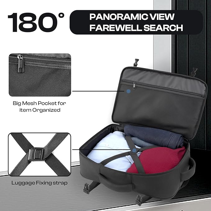 Carry on Backpack, Extra Large 55L Travel Backpack TSA Approved, Expandable Laptop Bagpack with durability, Water Resistant Bag Compatible with 18.4 inch Laptops, Black