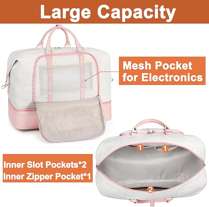 Travel Weekender Bag for Women, 21" Overnight Bag with Shoe Compartment 50L Large Travel Duffel Bag Carry On Tote for Weekend, Overnight, Business Trips, Water Resistant