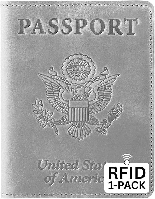 Ciana Passport Holder for Travel – PU Leather Passport Cover and Card Holder for Men & Women – Slim Passport Holder with Card Protector Slot, Travel Must Haves (Gray)