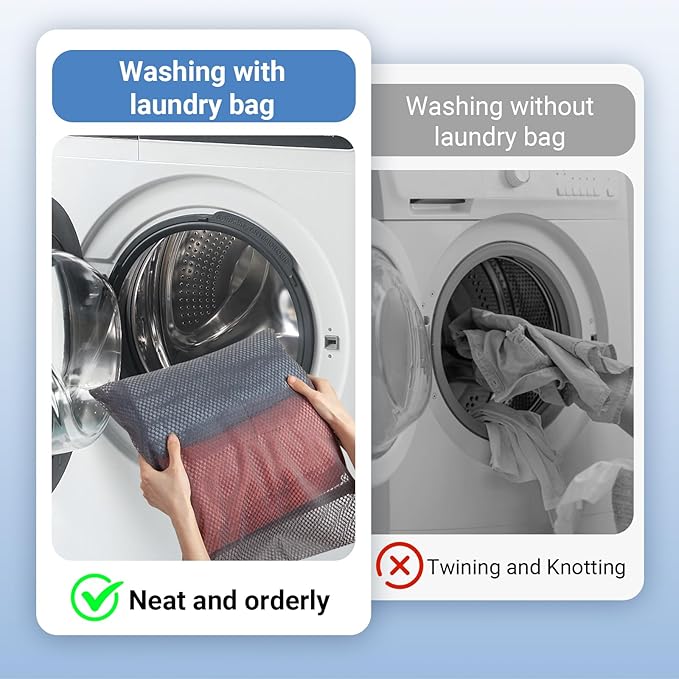 3Pcs 12 x 16 Inches Laundry Bags for Delicates, Durable Honeycomb Mesh Laundry Bags, Sturdy Zipper Laundry Bag for Lingerie, Clothes, Shoes, Socks, Gray