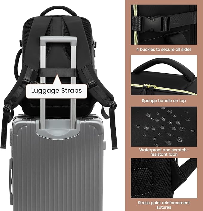 LOVEVOOK Travel Backpack for Women, 40L Carry On Backpack with 3 Packing Cubes,TSA Personal Item Travel Bag Airline Approved, Water Resistant Weekender Overnight Luggage Daypack, Fits 17 Inch Laptop