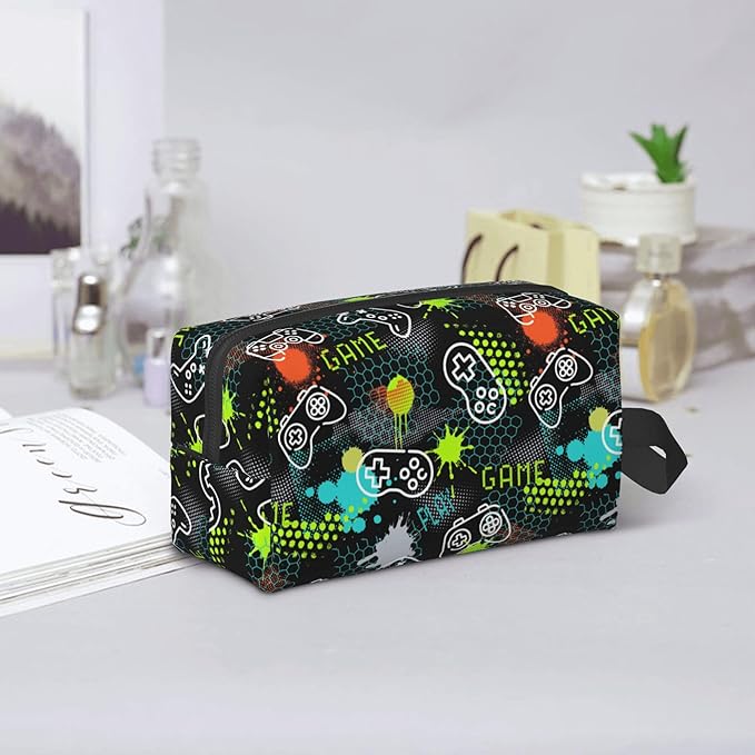 Kids Travel Toiletry Bag for Boys Girls - Waterproof Makeup Pouch Hanging Cosmetic Wash Bags Dopp Kit Shaving Bag for Toiletries Accessories(Game Video)
