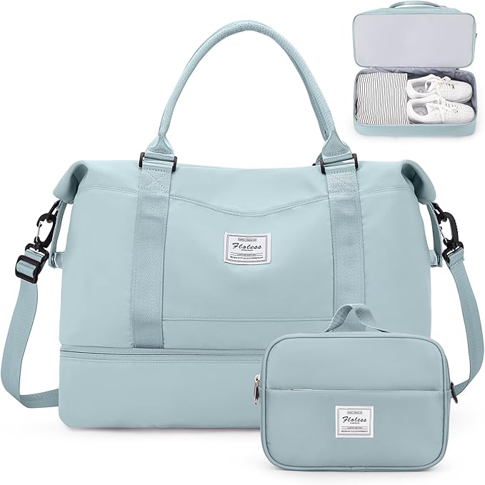 Weekender Bags for Women,Personal Item Travel Bag with Shoes Compartment,Overnight Travel Duffel Bag with Toiletry Bag