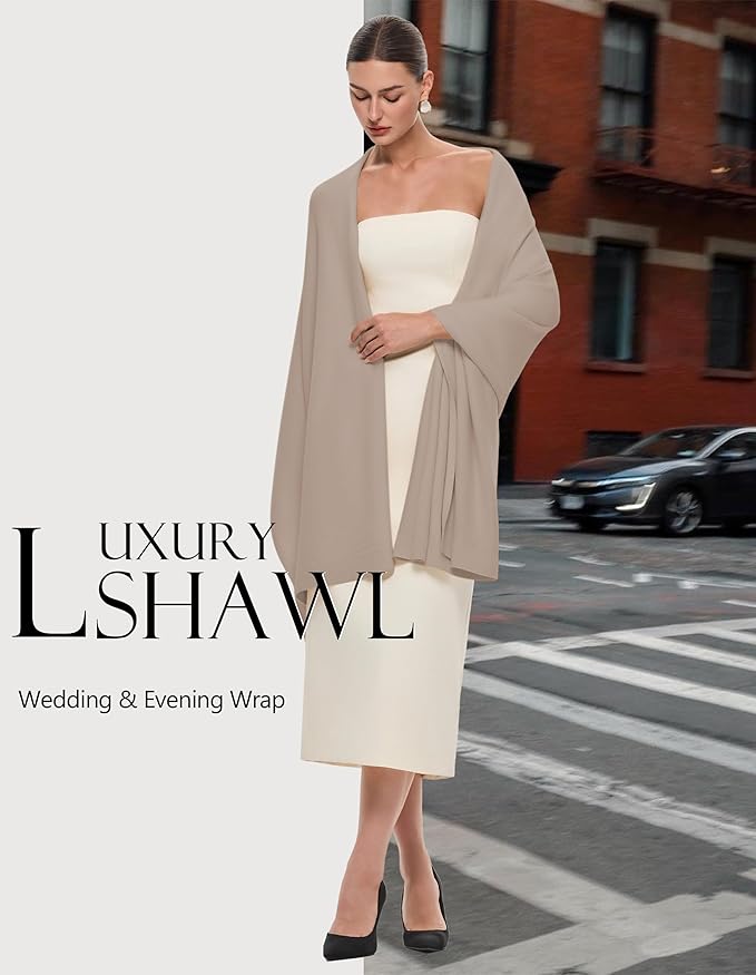 PULI Women's Pashmina Shawl Wraps for Evening Dress Large Scarf Blanket Long Wedding Bridal Winter Warm Shoulder Wrap