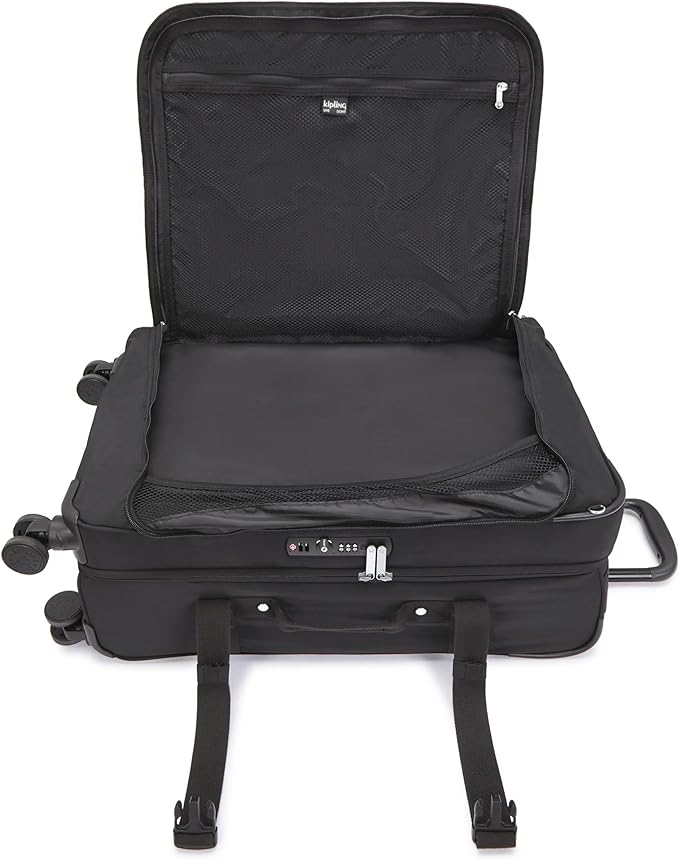Kipling Spontaneous Softside Spinner Wheel Luggage, Integrated TSA Accepted Lock, Black Noir, Checked-Medium 26,KI6918