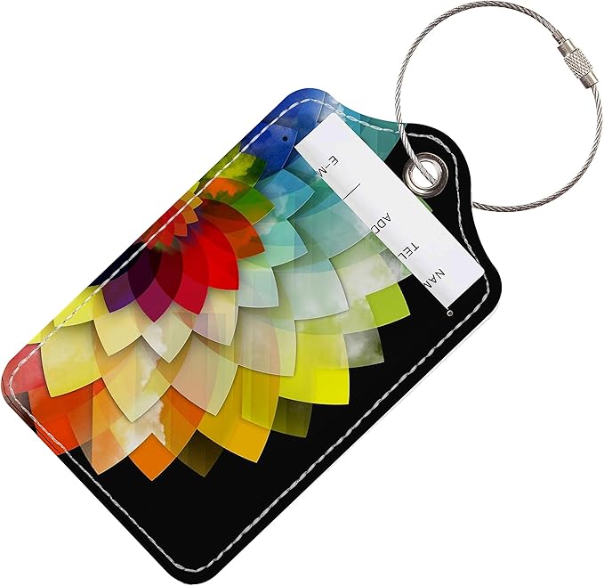 Luggage Tags for Suitcases, 2 Pack Cute PU Leather Suitcase Tag Identifiers TSA Approved with Stainless Steel Loop and Address Card for Baggage Tag for Cruise Airport Travel Essentials by Chelmon