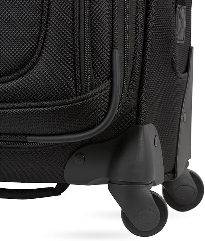 SWISSGEAR Sion Softside Expandable Spinner Luggage Durable Lightweight Travel Suitcase, Black, Carry-On 21-Inch