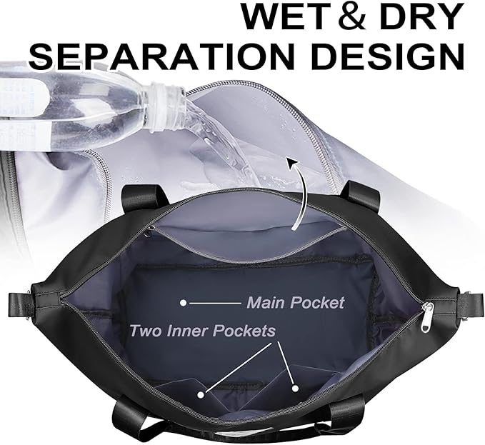 WOOMADA Weekender Bag for Women, Travel Duffel Bags with Shoe Compartment & Wet Pocket, Personal Item Bag for Airlines