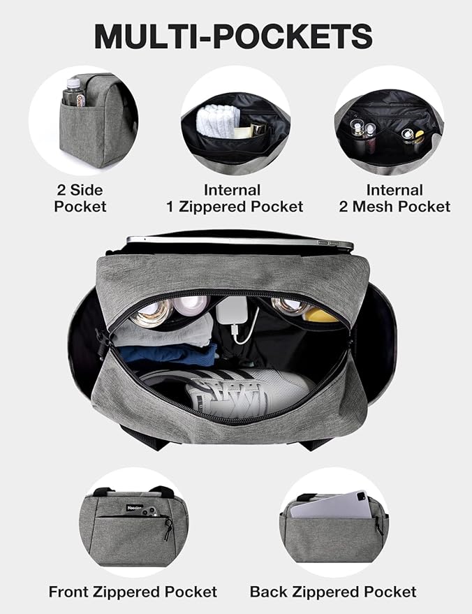 Noozion 14 inch Small Gym Bag for Women & Men, Lightweight Carry On Mini Duffle Bag with Multiple Pockets, Sports Bag for Travel and Workout.