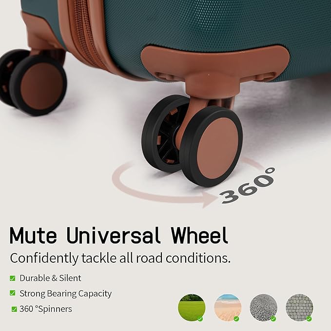 Expandable Luggage Sets 5 Piece, Hard Case Suitcase Set with Spinner Wheels,22x14x9 Airline Approved Carry on,Lightweight Durable Suitcase with TSA Lock (Dark Green)