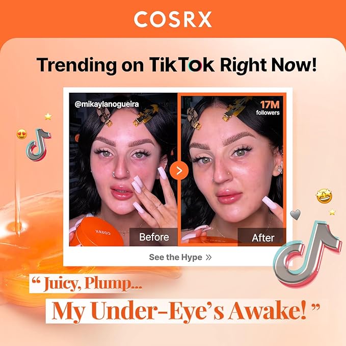 COSRX 5-PDRN Complex Collagen Gel Eye Patches for the look of Dark Circles and Uneven tone, Radiance Care for Tired Under-Eyes with Salmon DNA & Vitamin C, Korean Skincare, 60 Under Eye Patches
