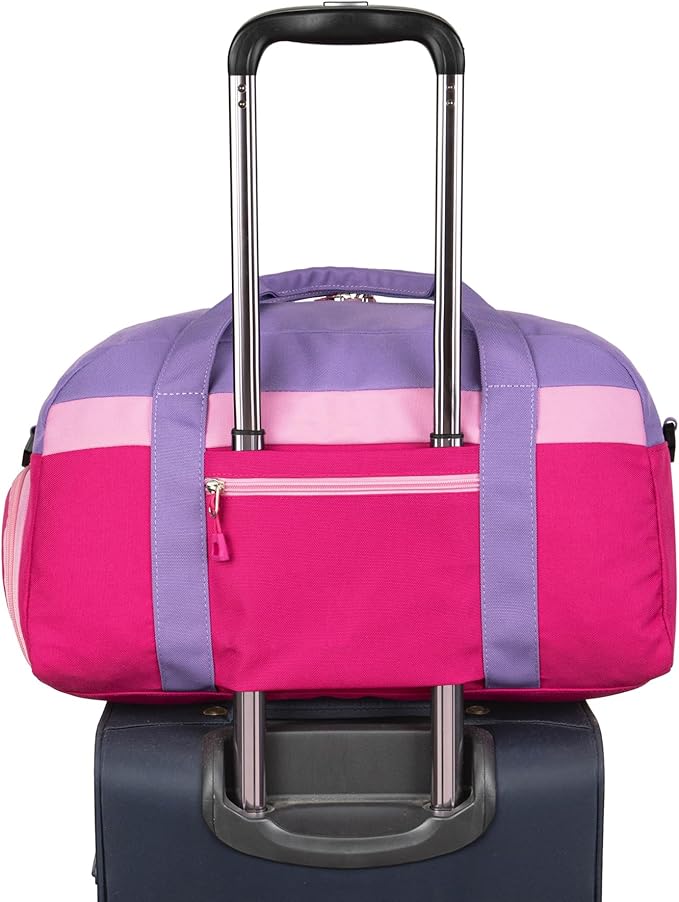 HawLander Kids Duffle Bag for Boys or Girls, Fit Sports Practice, or Overnight Travel Weekend (Rose Purple)