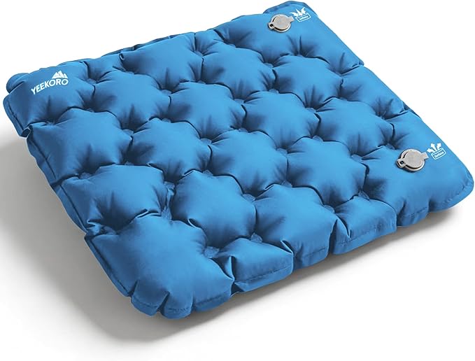 Inflatable Seat Cushion, Lightweight Camping Air Sitting Pad with Repair Cloths, Waterproof Air Cushion, Portable Air Seat Cushion for Climbing Hiking Office Airplane Car Stadium Seat