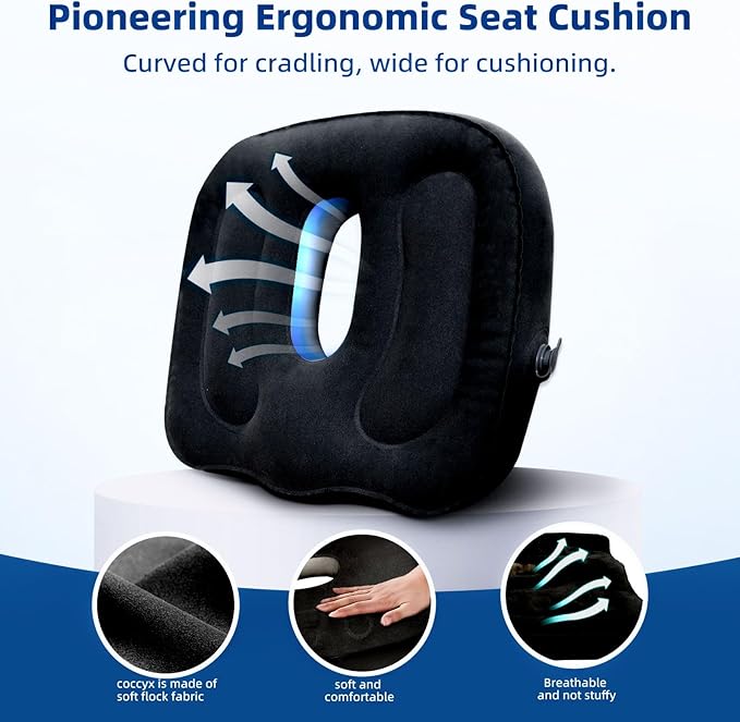 Sondor Travel Cushion,Air Seat Cushion,Evolution Cushion Portable & Lightweight Inflatable Seat Cushion - Ideal for Airplane Chairs, School Bleachers, Stadium Seats, and Wheelchairs