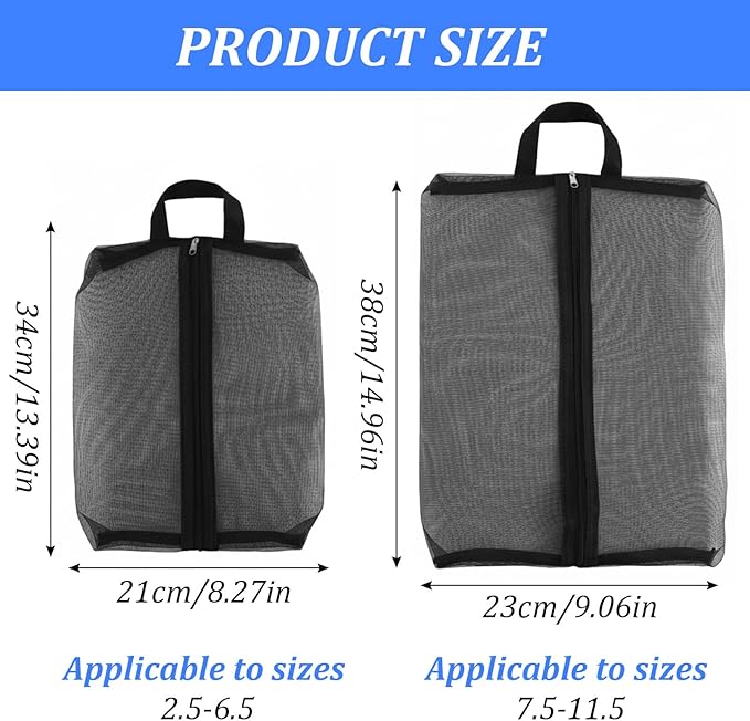 2 Pack Shoe Travel Bag Travel Shoe Bags for Storage Reusable Shoe Bags for Travel with Zipper Travel Essentials Women for and Men Shoe Bag for Gym Sport