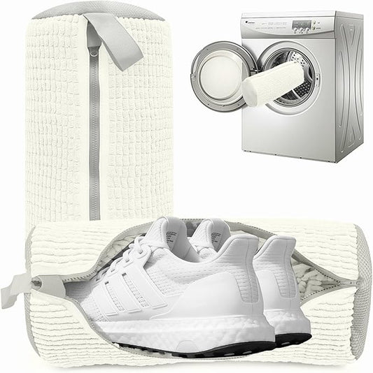 2PCS Shoes Washing Machine Bags, Laundry Shoe Bag for Washer and Dryer, Reusable and Durable Zipper Sneaker Shoe Washing Bag, Tennis Shoes Cleaning Bag for All Shoe Types (Ivory White)