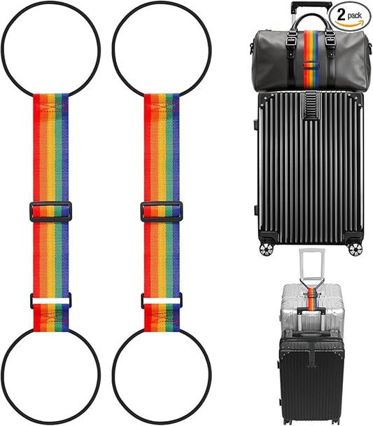 Luggage Connector Straps for Suitcase, Adjustable Travel Belt for Carry on Bag, Backpack, Accessories, Thickened Elastic Add A Bag Bungee Strap, 2 Pack