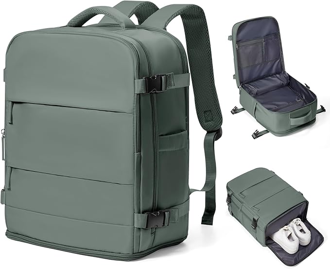 coowoz Travel Backpack Carry On for Women Man Gym Backpack with Laptop Compartment Mochila de Viaje Teacher Personal Item Backpacks Rucksack Airplane Accessories Must Haves Olive Green Small
