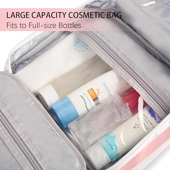 Bosidu Hanging Travel Toiletry Bag,Large Capacity Cosmetic Travel Toiletry Organizer for Women with 4 Compartments & 1 Sturdy Hook,Perfect for Travel/Daily Use/Christmas