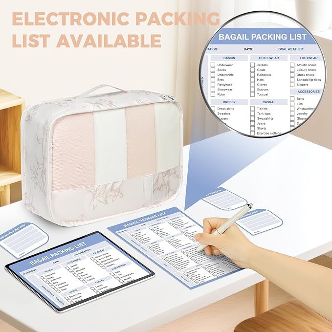 BAGAIL 9 Set Packing Cubes with Packing List Luggage Packing Organizers for Travel Accessories
