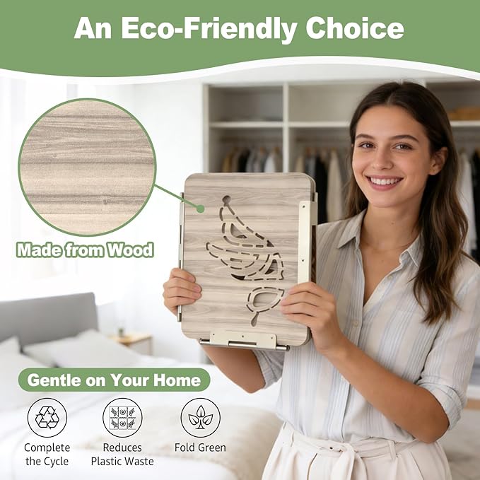 BoxLegend Shirt Folder Wooden Clothes Folding Board - No Bend, Gentle on Clothes, Eco-Friendly Laundry Folder for T Shirts, Pants, Sweaters & Delicates, Light Gray