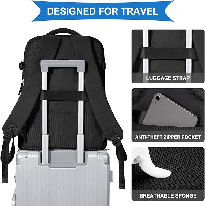 coowoz Vacuum Backpack Travel with Pump,Travel Backpack with Vacuum System For Women Men,Carry On Backpack,Hiking Backpack Waterproof Outdoor Sports Rucksack Casual Daypack,30L(Vacuum pump),Black