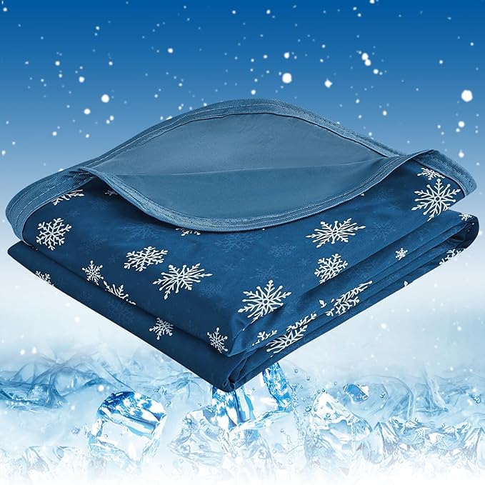 OIGAE Cooling Blanket for Hot Sleepers - Soft & Lightweight Summer Cold Blanket for Night Sweats | Perfect for Bed, Couch, Sofa (Dark Blue, Twin 60'' x 80'')