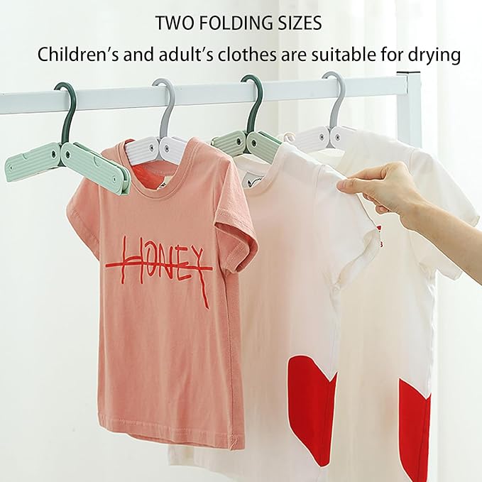 Foldable Travel Hangers, ABS Plastic, Expandable 10-15 Inch, Heavy Duty Clothes Hangers with Space Saving Design for Business Trips 3 PCS(Green)