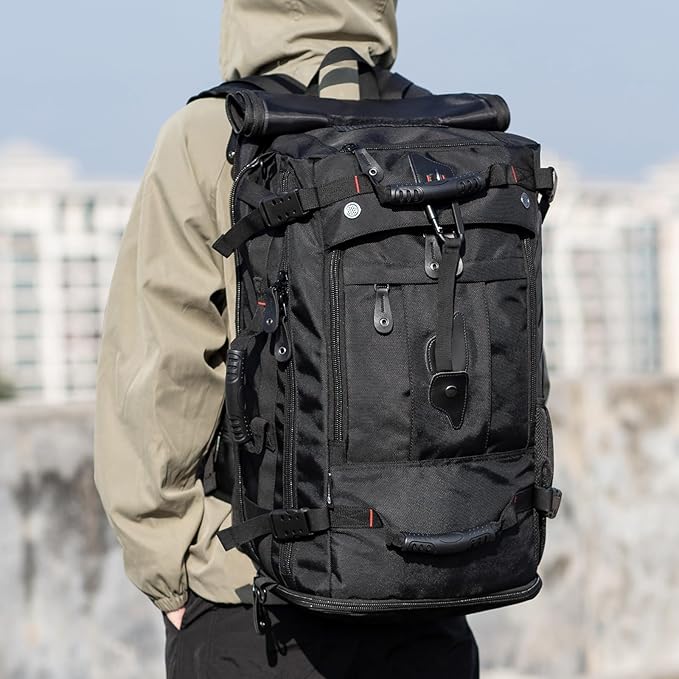 Large Capacity For Travel Hiking Sports Carry On Backpack Durable Convertible Duffle Bag Laptop airplane (black, 60L-Large)