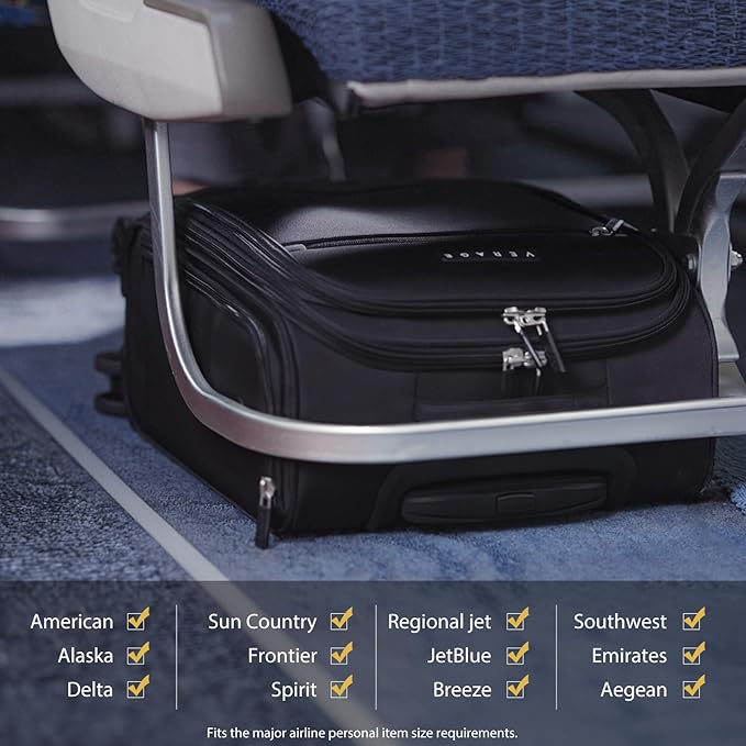 Verage Underseat Carry On Luggage with Wheels, 14.5-Inch Spinner Small Suitcase, Softside Lightweight Travel Bag for Men and Women, Airplane Carry On Bag, Black