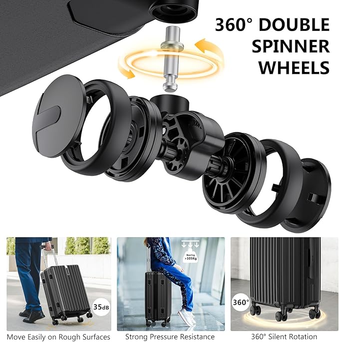 24 Inch Expandable Luggage with Wheels Checked Bag Luggage Hard Shell PC Suitcases Lightweight Travel Checked Luggage Medium Suitcase with Lock for Woman Men Travel