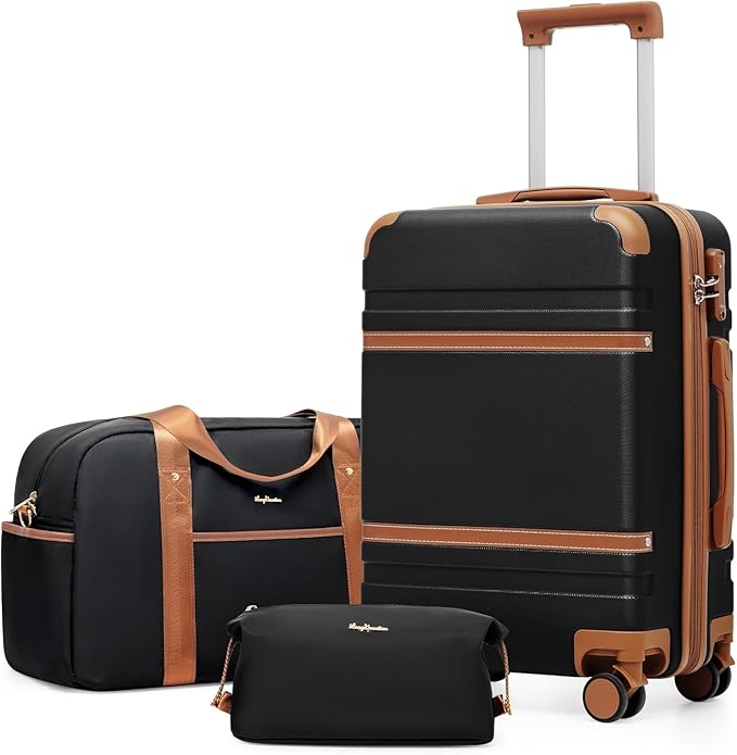 LONG VACATION Carry On Luggage Set 3 Piece, 20 Inch ABS+PC Hardshell Carry on Suitcase with Spinner Wheels TSA Lock & YKK Zipper