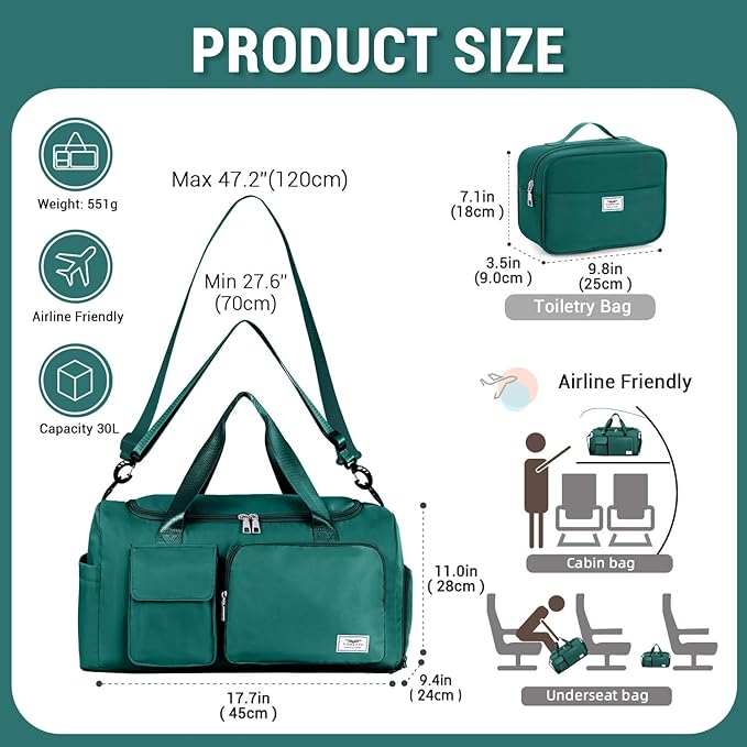 FIORETTO Women's Gym Duffle Bag with Shoes Compartment, 30L Capacity, Ideal for Travel, Gym, Sports, Duffel, Weekender