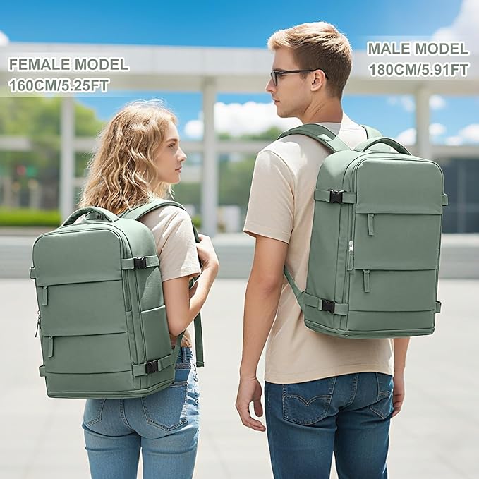 coowoz Travel Backpack For Women Men,Carry On Backpack,Hiking Backpack Waterproof Outdoor Sports Rucksack Casual Daypack Travel Essentials(Olive Green)