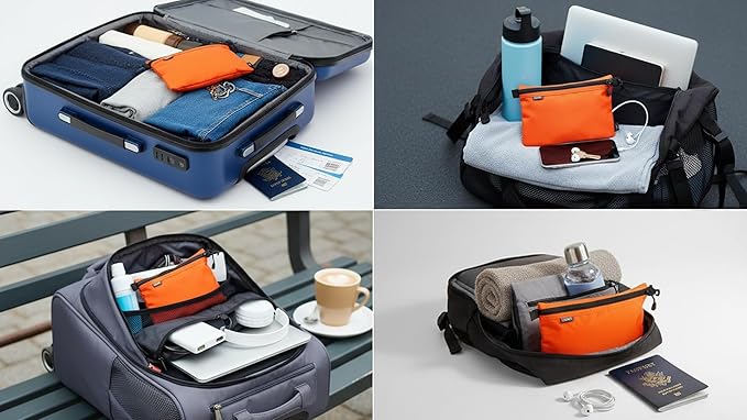GOX Small Toiletry Bag for Men Bulk Cosmetic Bag Dopp Kit Carry On Zipper Pouch Organization Nylon Small Packing Sack Water Repellent(Orange)