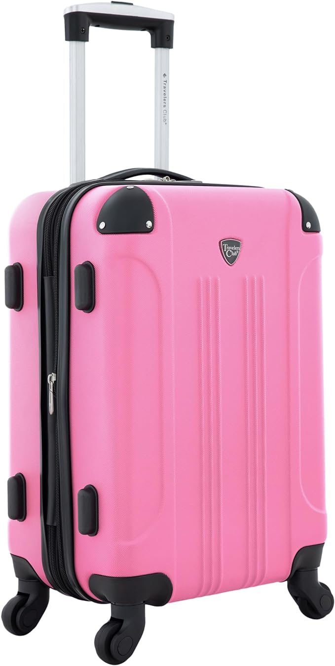 Travelers Club Chicago Hardside Expandable Spinner Luggages, Hot Pink, 20" Carry-On, HS-20720-EX-690N