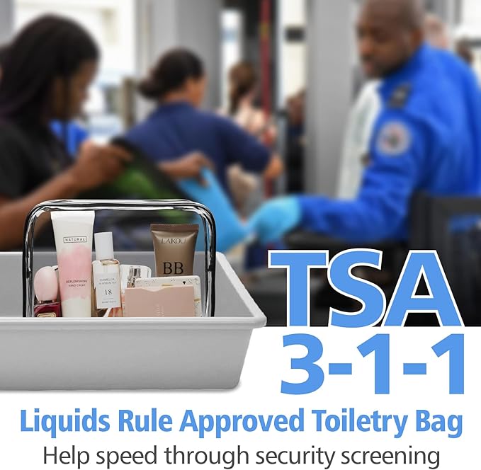 PACKISM TSA Approved Toiletry Bag 4 Medium - Quart Size Clear Makeup Bag for Carry On, Airport Security Compliant Clear Travel bag for Toiletries with Reinforced Seams, Black