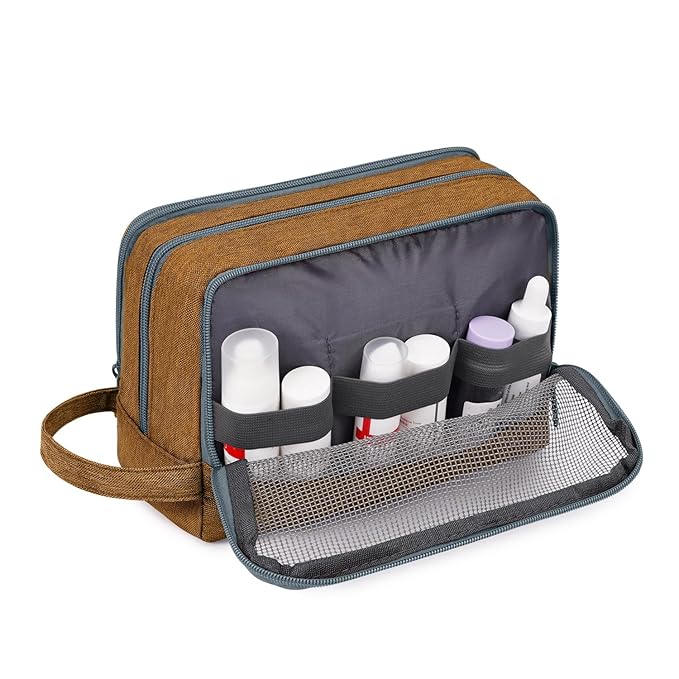 Toiletry Bag for Men Hanging Dopp Kit Water Resistant Shaving Bag Small Toiletry Bag for Traveling (Earthy Yellow)