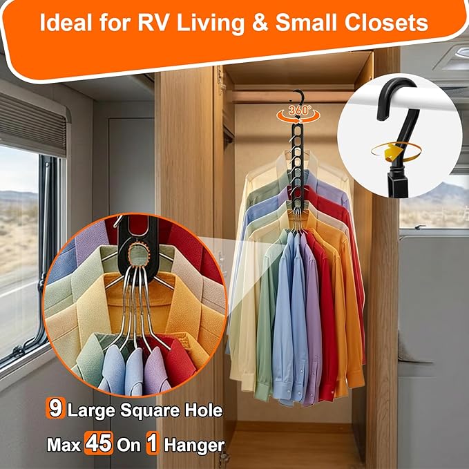 Closet Organizers and Storage,College Dorm Room Essentials,Pack of 6 Multifunctional Organizer Magic Space Saving Hangers with 9 Holes Storage Organization for Wardrobe Closet