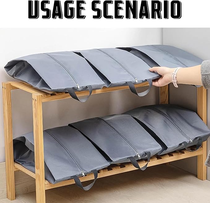 5Pcs Large Travel Shoe Bags Portable Travel Gifts Shoe Organizer with Zipper Closure, Waterproof Nylon Shoe Storage Organizer with Handle Travel Bags For Men and Women, Grey