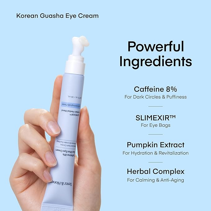 TEREZ & HONOR Under Eye Patches for Dark Circles with 8% Caffeine Eye Cream - Eye Care 2 Step Kit, Dermatologist Tested Korean Skincare Formula, 60 Pcs + 20mL