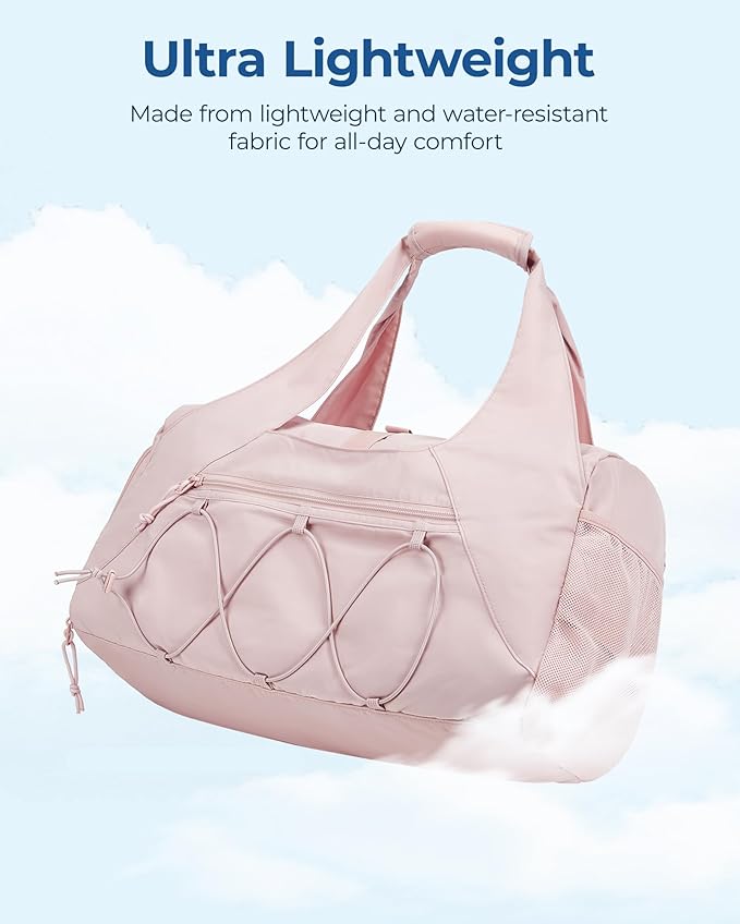 BAGSMART Gym Bag for Women, Lightweight Duffel with Shoe Compartment, Tote Bag with Wet Pocket for Yoga Travel, Camel